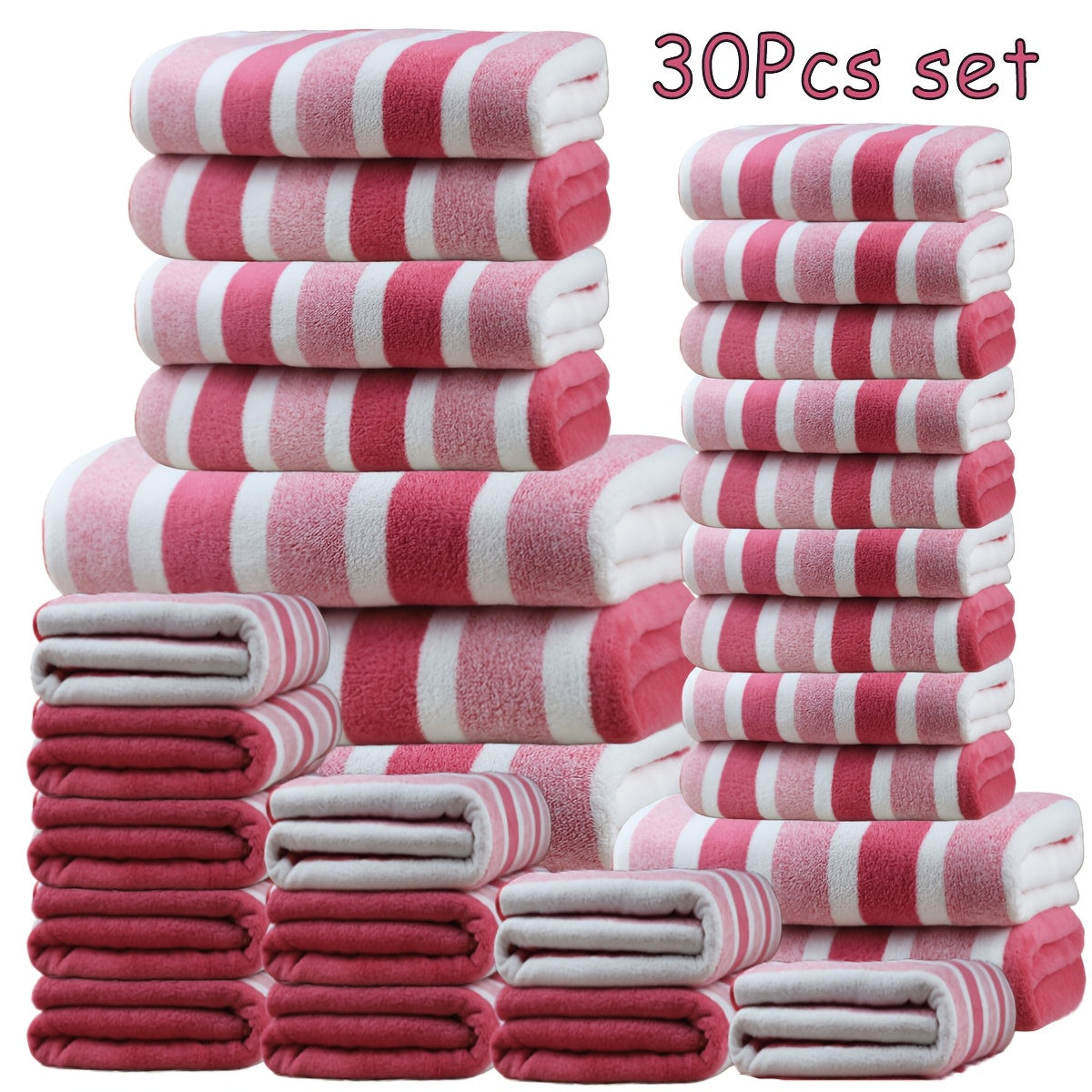 30pcs Large Wide Super Soft Coral Bath Towel Set, Quick Drying, Fast Absorption, Lightweight, Very Suitable for Home, Hotel And Spa Use, Outdoor Fitness, Camping Towel Bath Towel Set Christmas Gift Towel Bath Towel Set