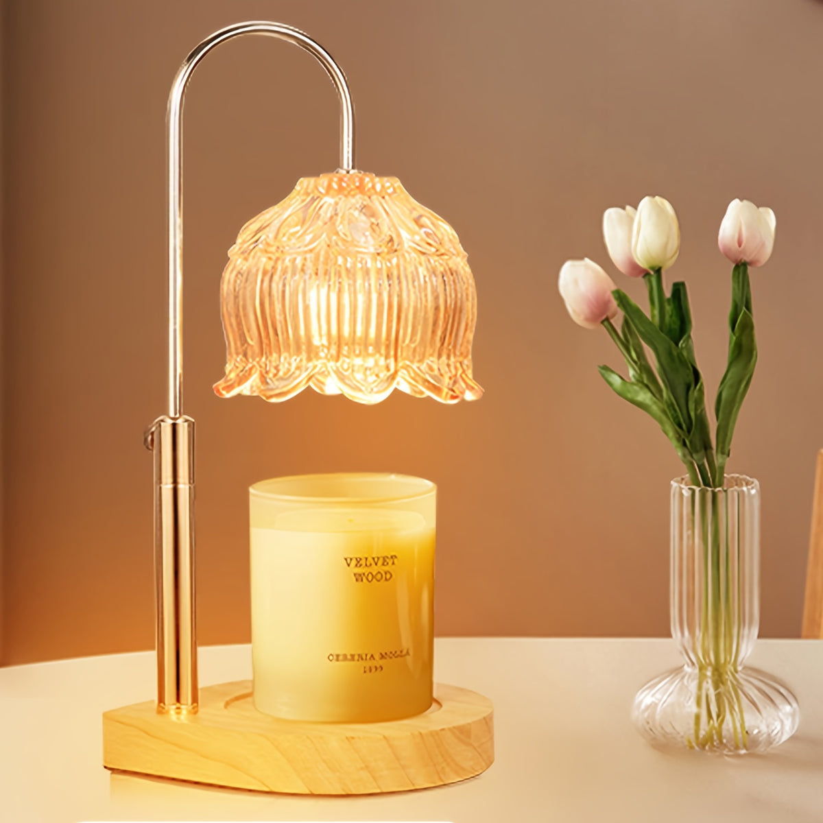 Adjustable Height Candle Warmer Lamp | Flameless Dimmable Scented Vintage Candle Lamp with Timer, Iron Tabletop, Polished Finish, 120V Plug Powered, Ideal for Home Decor, Mother'S Day and Christmas Gifts (No Bulb Included)