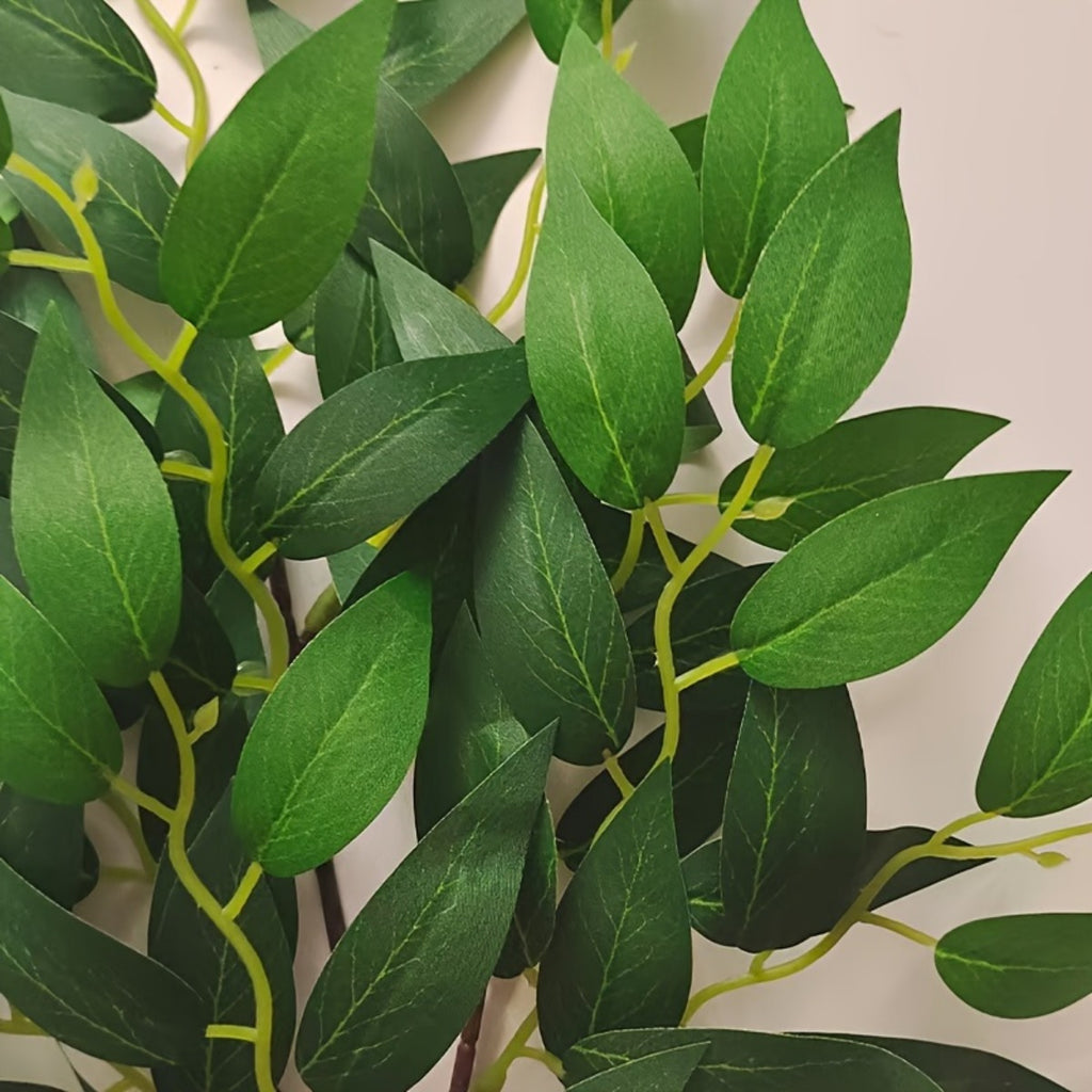Artificial Willow Leaf Sprigs, 100-Piece Green Plastic Foliage with Pointed Leaves for DIY Wreaths Wedding Centerpieces Party and Home Decor