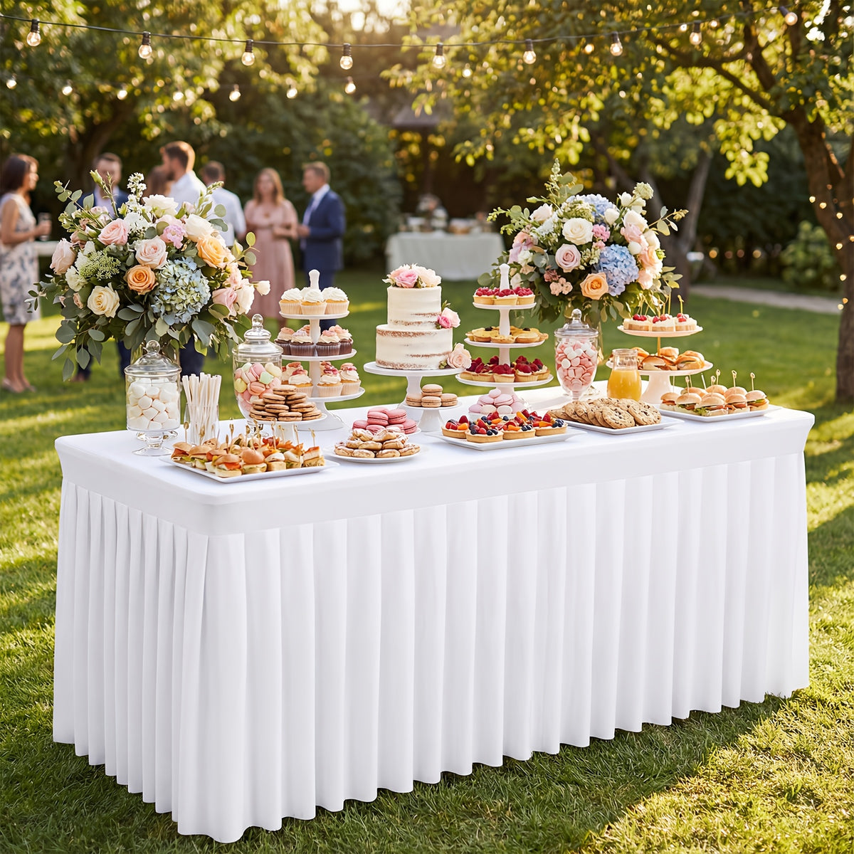 1pc/2pcs/4pcs Table Skirts, 4Ft/6Ft Table Cloth, Black/White Table Cloth Rectangle, for Rectangle Tables, Table Skirts for Rectangle Tables, Tulle Table Skirt, for Birthday, Graduation Ceremonies, Family Dinners, And Christmas
