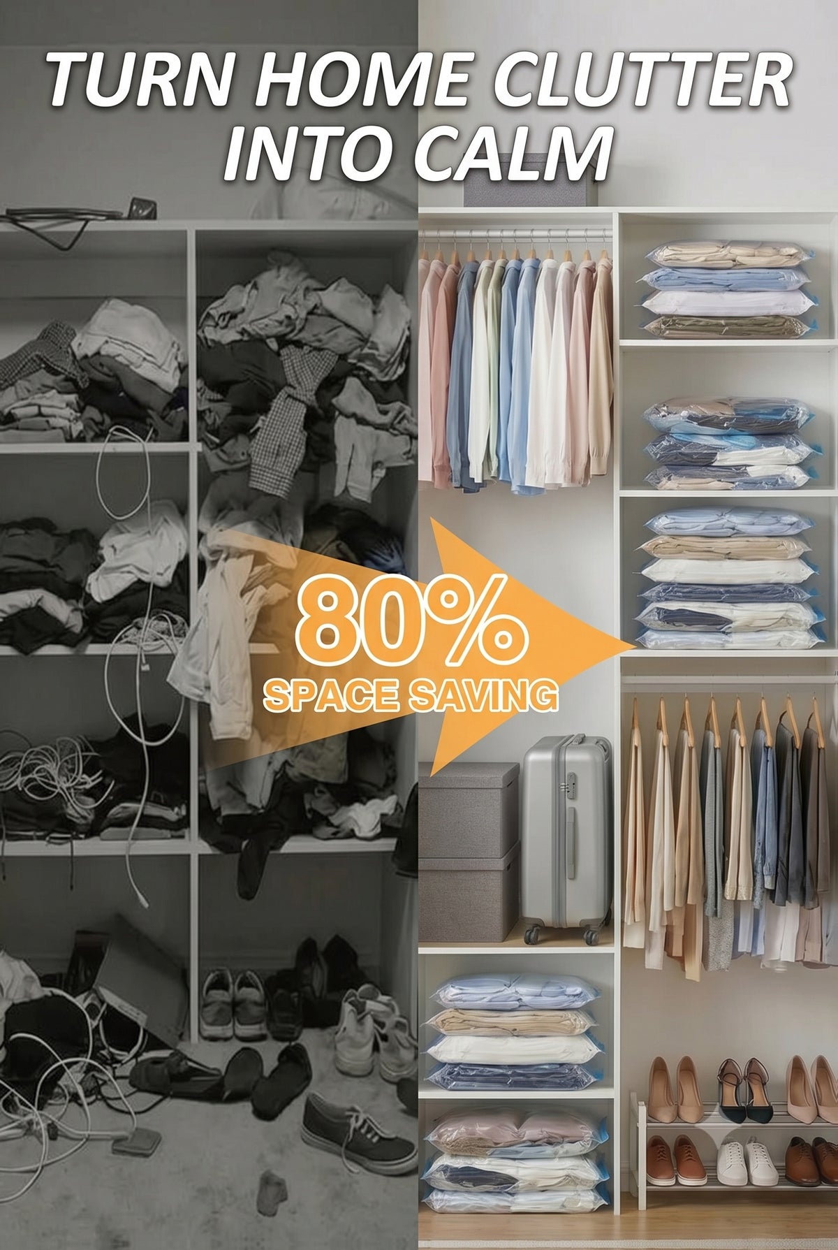 Jumbo Vacuum Storage Bags, Vacuum Seal Bags for Clothing, Travel Space Saver Bags for Luggage Clothes Pillows Comforters Blankets Bedding 4pcs 8pcs 10pcs 12pcs 20pcs 30pcs