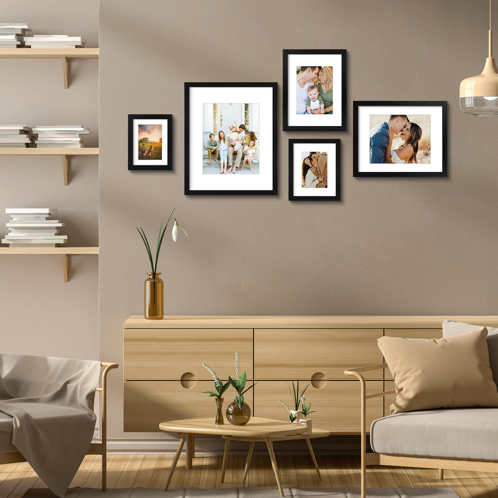 3 Pack 6x8/8x10/9x12/11x14/16x20 Picture Frames Set with Mat or without Mat, Engineered Wood Photo Frames with Plexiglass, for Wall or Tabletop Display - Gallery Wall Frames, Office Home Decor,Poster Frames