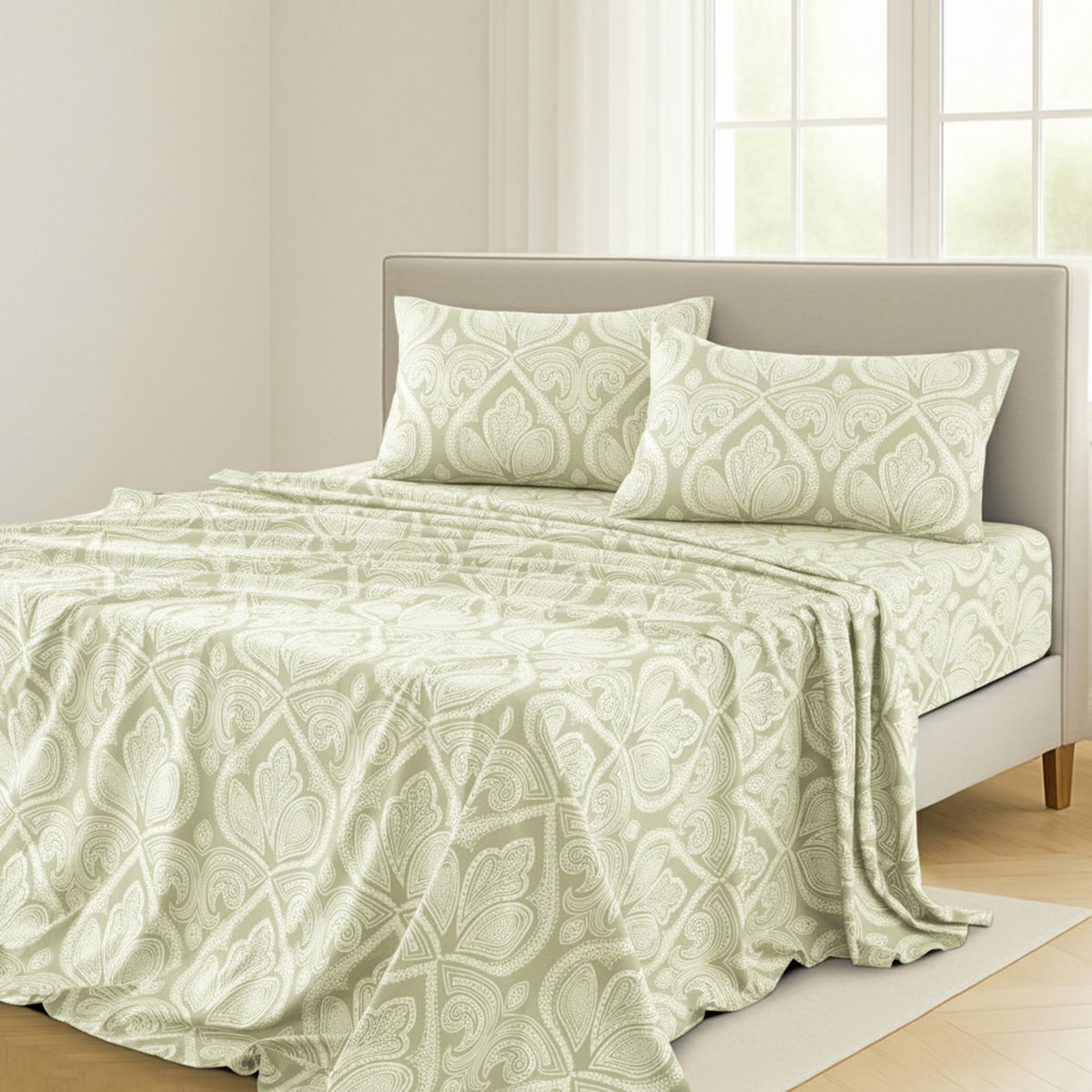 LUX Decor Paisley Bed Sheet Set, 3/4 PCs Soft 100% polyester Wrinkle Free Sheets – Luxurious Printed Bed Sheets with Deep Pocket Fitted Sheet & Pillowcases – Available in 6 Sizes & Multiple Colors