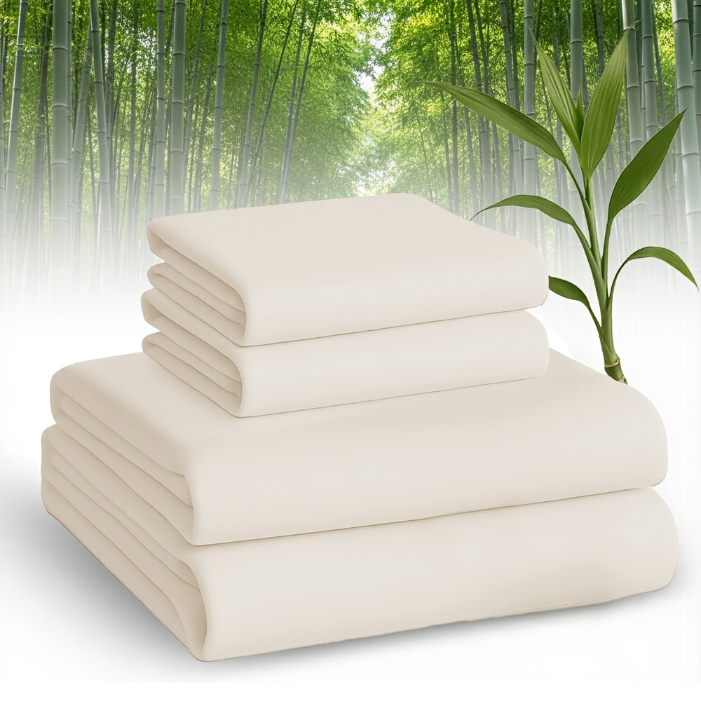 [2000TC Bamboo Sheet Set]Cooling Bamboo Bed Sheet Set - Ultra Soft And Comfortable Summer Queen Size Sheet Set-Deep Pocket Fits Up to 16"-Twin/Full/Queen/King-Fit for Hot Sleepers - Bamboo Kid's Sheet with 2 Pillowcases-All-Season Comfort-Best Gifts