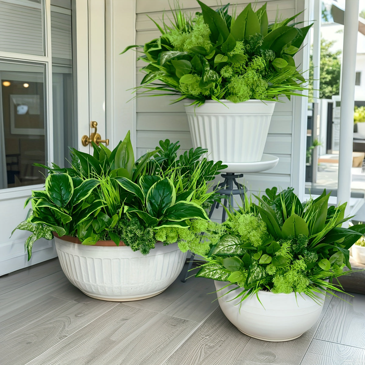 18 Pack UV Protected Artificial Boxwood Fake Stems, Outdoor Faux Plastic Greenery for Indoor Outdoor Hanging Garden Porch Window Box Home Wedding Farmhouse Decor - Christmas And Thanksgiving's Day Gifts Spring Decoration