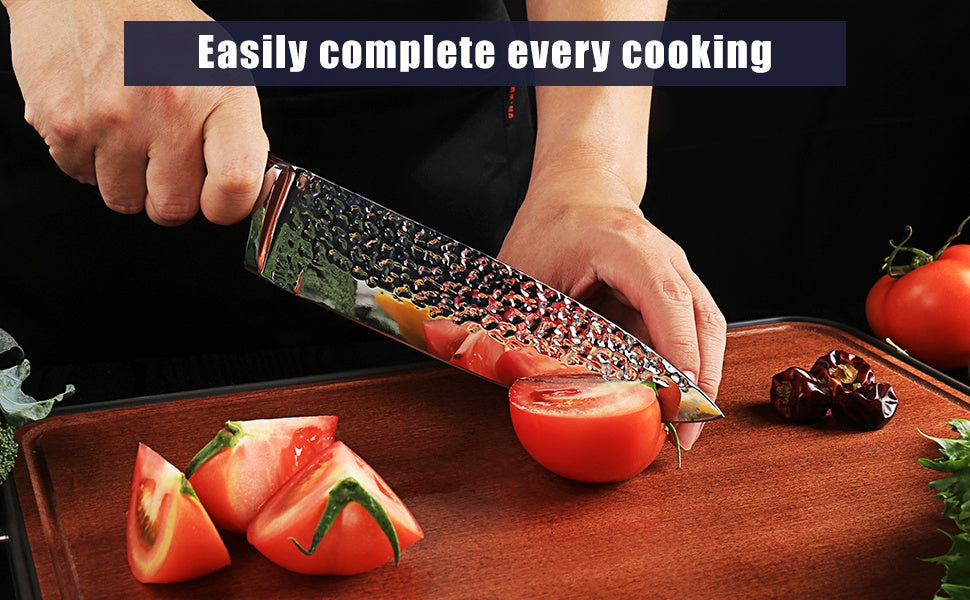 Kitchen Knife Set, 15pcs Knife Set With Block Wooden, Self Sharpening For Chef Knife Set, Medium Carbon Stainless Steel Hammered Knife Block Set With Steak Knives, Knives For Men, Boxed Knife Sets For Kitchen, For Family Gift, Local Warehouse