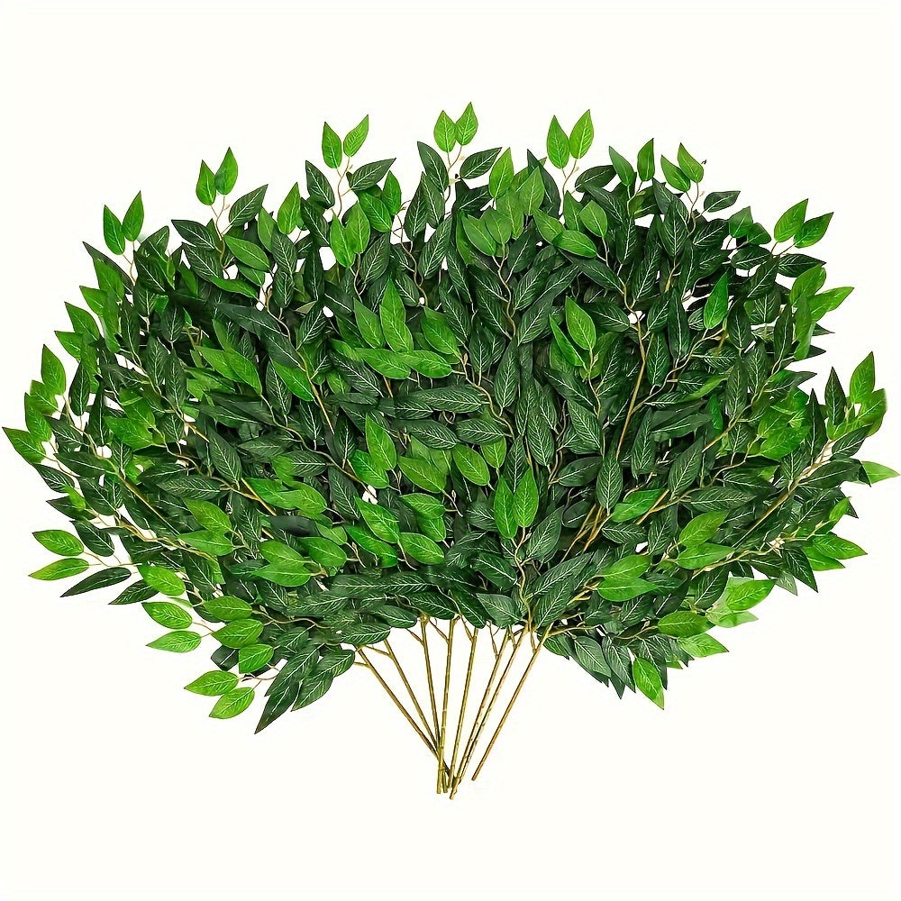 16/ 24/32pcs Italian Ruscus Greenery Stems, 27.6in Artificial Green Leaf Garland Vines Hanging Spray For Wedding Arch Bouquet Filler Table Centerpieces Home Decor
