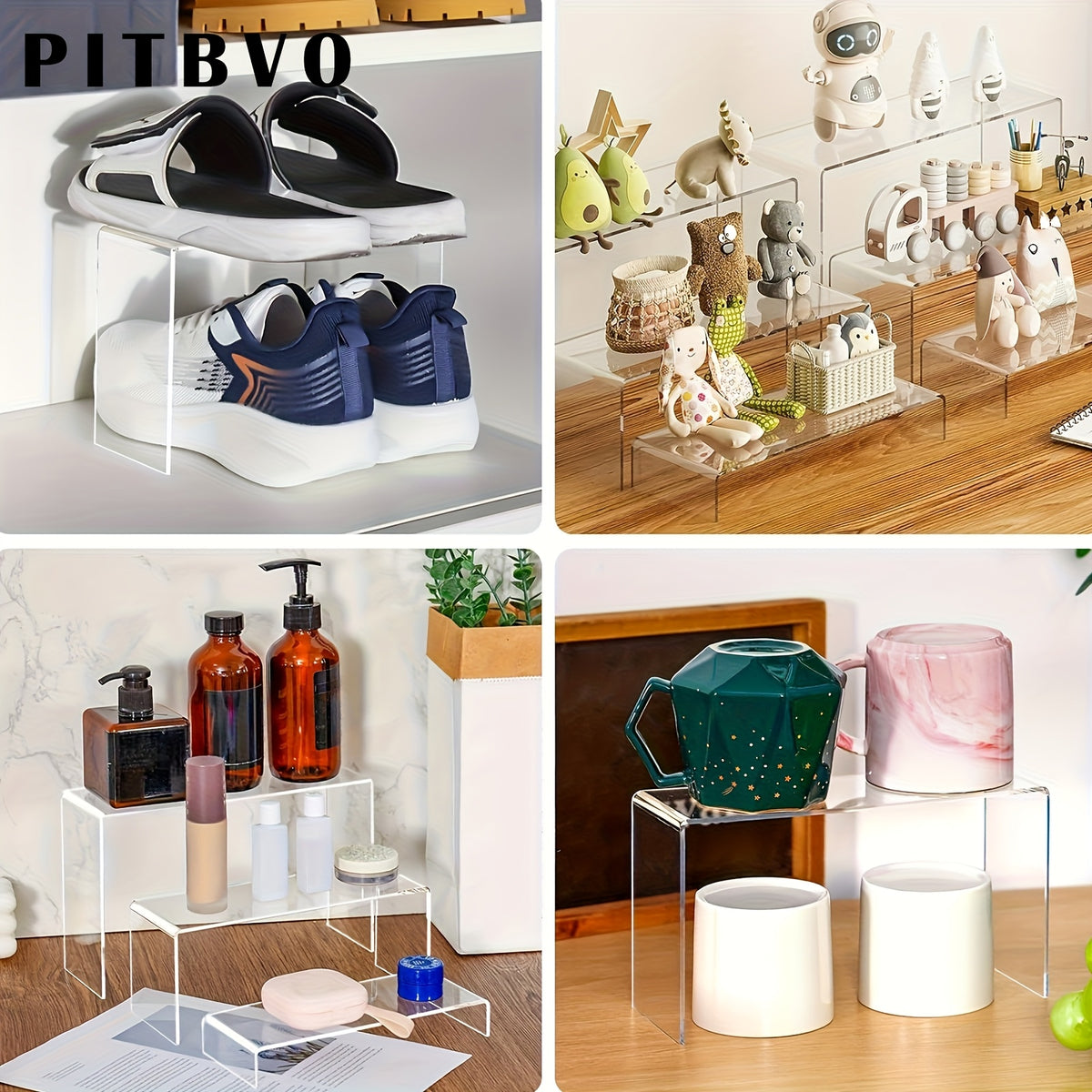 10/20pcs of PITBVO Acrylic Display Risers in Various Sizes, Transparent Acrylic Stands for Showcasing Funko Pop Figures, Cupcakes, Jewelry, Perfumes, And More (Large Size)