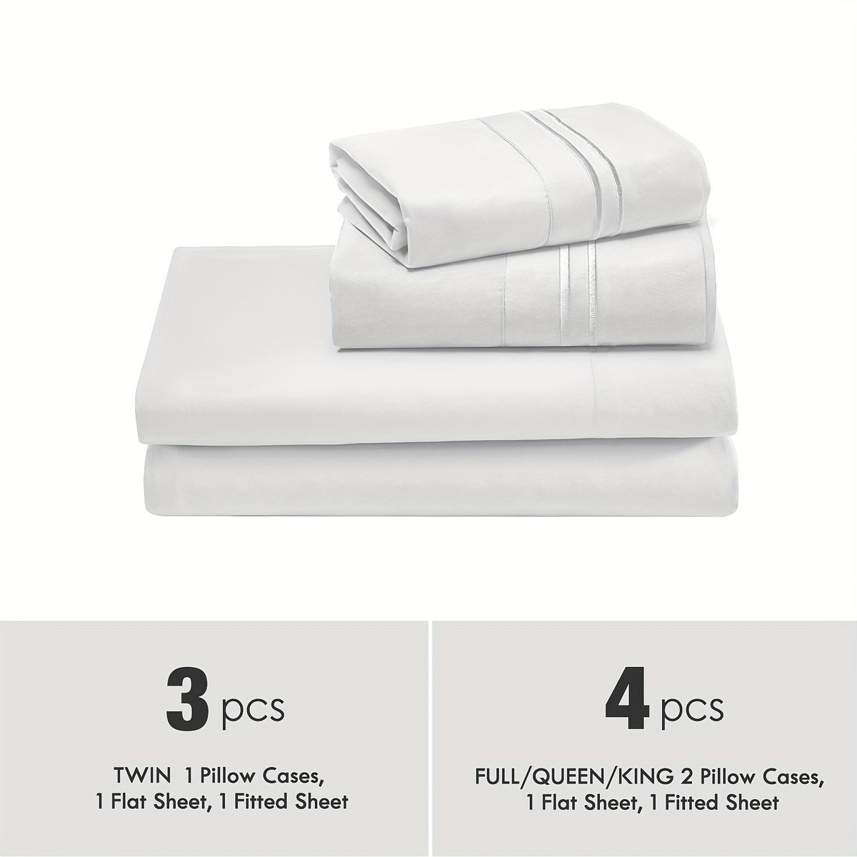 ClevaHome Light Luxury Breathable Sheet Set - 3/4pcs Deep Pockets Cooling Soft Bedding, Fade-Resistant Deep Pockets, All-Season Comfort, Ideal for Dorms, Guest Rooms Everyday Use Twin Full Queen King Sheet