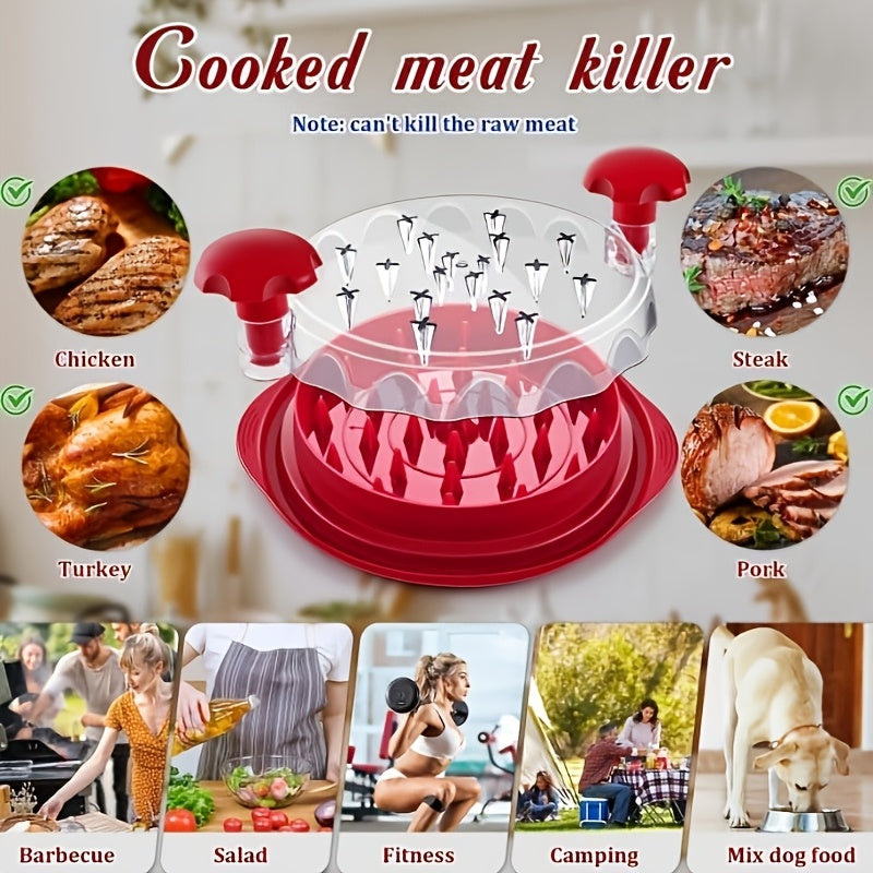 1pc Or 2pcs Kitchen Chicken Shredder Tool Twist 2024 Upgraded Large Visible Meat Shredder Twist Chicken Breast Chopper Chicken Grinder With Transparent Lid And Cleaning Brush Anti-slip Strip Suitable For Pork Beef Chicken