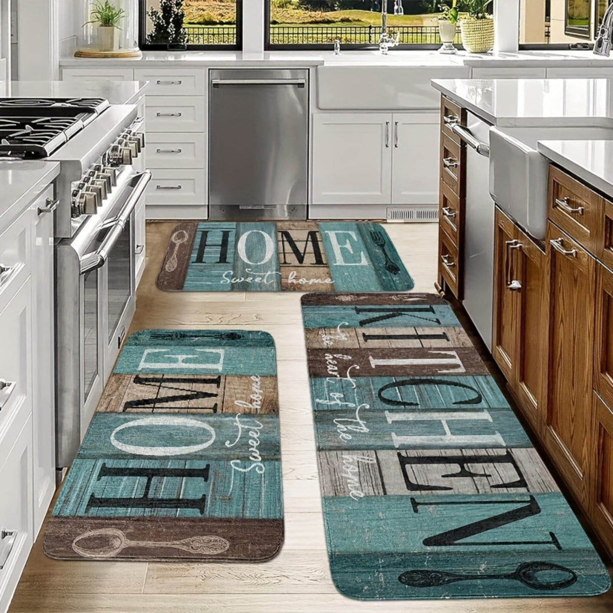 3pcs Farmhouse Style Kitchen Floor Mat Set, Rectangular, Soft, Suitable for Kitchen, Bathroom, Bedroom And Living Room, Home Decoration, Kitchen Rugs, Gifts for Friends And Family, Kitchen Accessories, Halloween Decorations