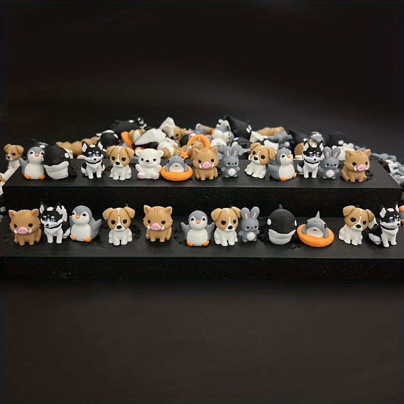 30/50/100/150pcs Multi-color Printing 6 Mini Animal 3D Printed Statue Ornaments for Home Decoration, Colorful And Exquisite Decorations, Suitable for Fairy Gardens, Landscapes, No Batteries Required, PLA Material, Christmas Styles Are Random.