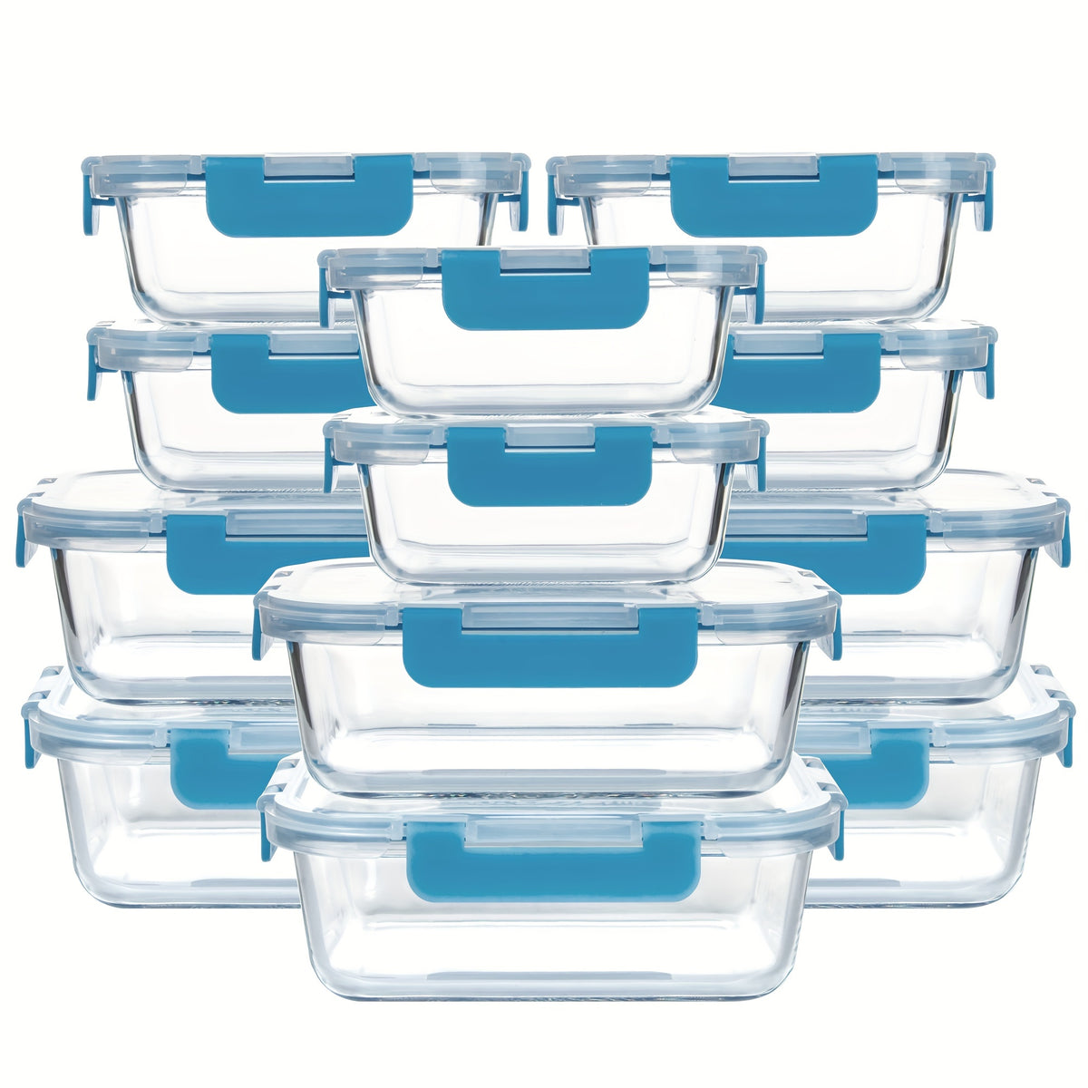 24pcs (12 Lids+12 Glass Bowl) Borosilicate Glass Food Storage Containers with Airtight Lids, Ideal for Meal Prep, Lunches - Microwave and Dishwasher Safe
