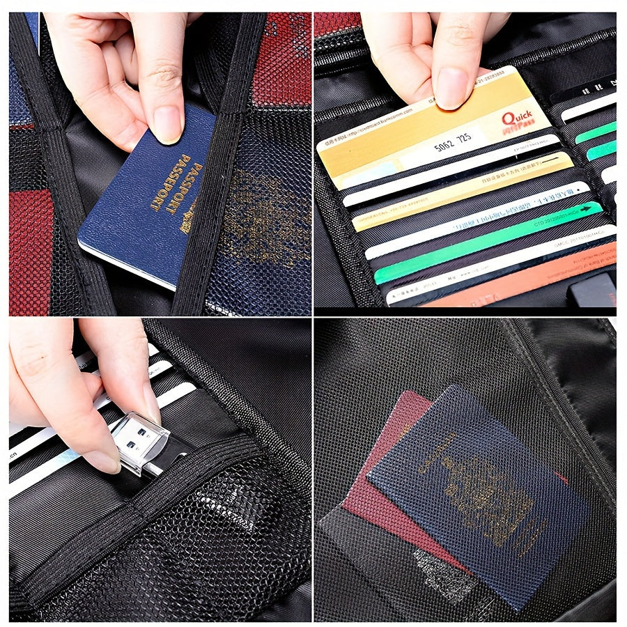 Lockable Document Organizer Bag with Combination Lock, Portable Multi-Compartment File Storage for Papers, Cards and Gadgets at Home, Office and Travel