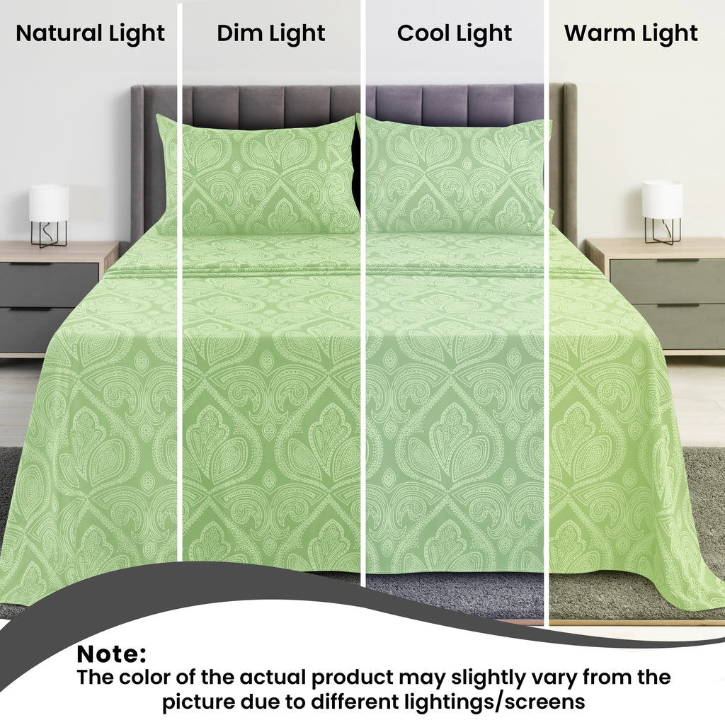 Paisley Bed Sheet Set, Soft Double Brushed Microfiber Bedding with 16-Inch Deep Pocket Fitted Sheet and Pillowcases in Six Sizes for Bedroom Comfort