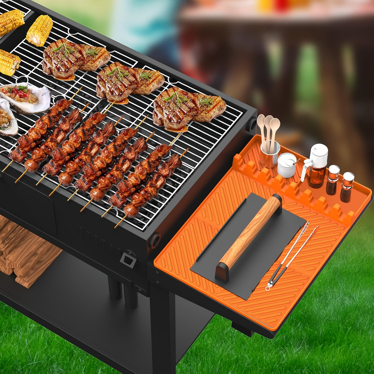 Blackstone Silicone Griddle Tools - Spatula Mat with Drip Pad, Grill Utensil Holder, Side Shelf Mat for Kitchen, Cooking, Countertop, Griddle Additions