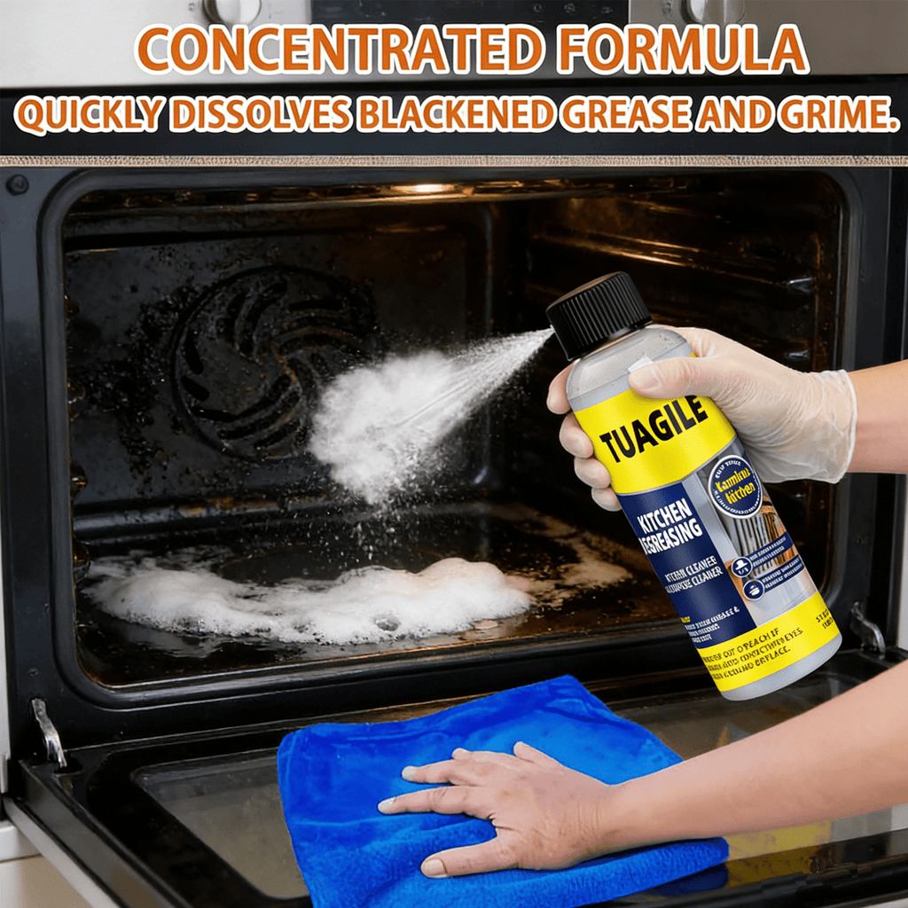 Heavy-Duty Kitchen Grease & Stain Remover Fast-Acting Spray for Stovetops and Walls. Wipes Clean Instantly, Leaving No Sticky Residue. The Ultimate Household Kitchen Grease Buster Versatile Stain Removal for Pots, Pans, and Utensils. Highly Efficie