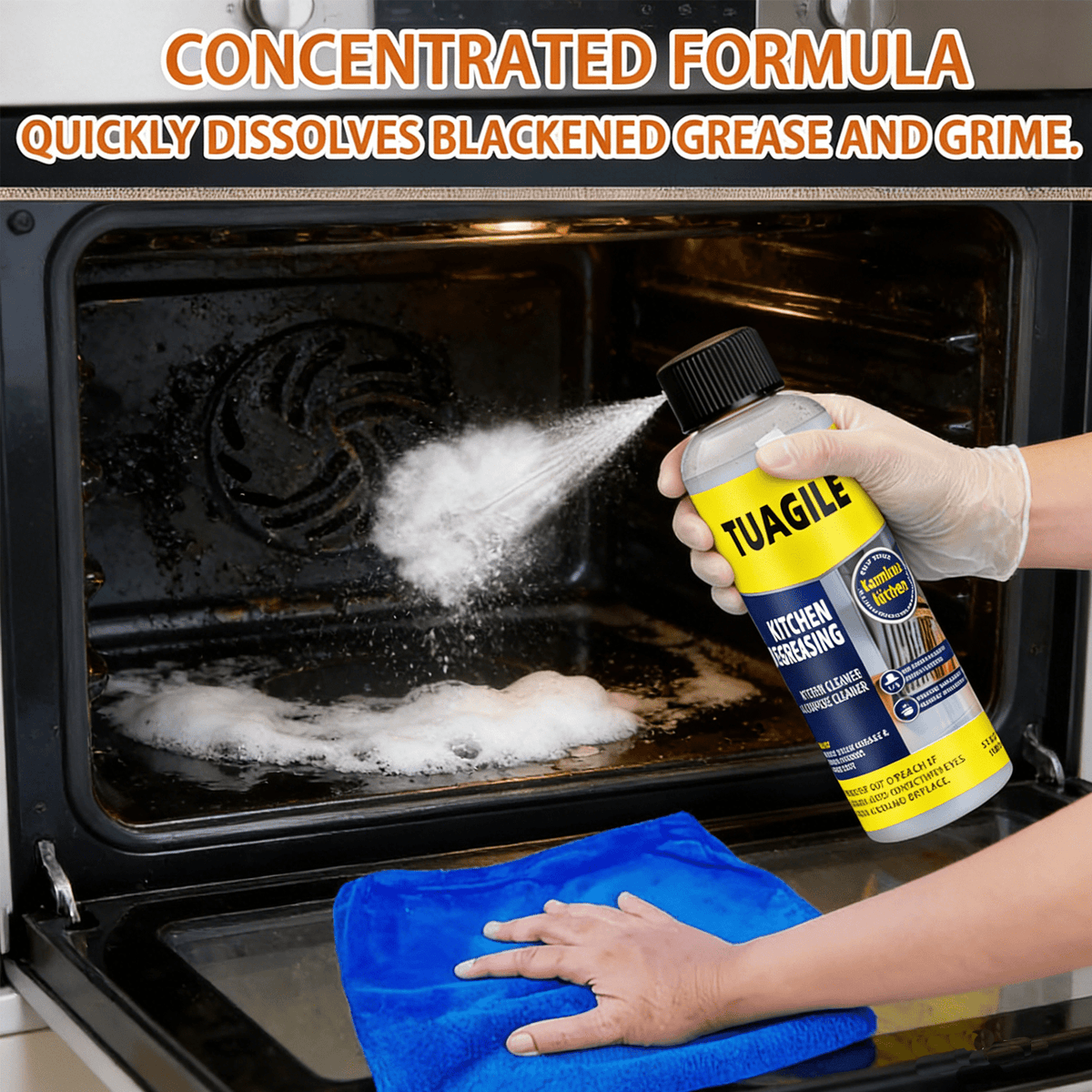 Heavy-Duty Kitchen Grease & Stain Remover Fast-Acting Spray for Stovetops and Walls. Wipes Clean Instantly, Leaving No Sticky Residue. The Ultimate Household Kitchen Grease Buster Versatile Stain Removal for Pots, Pans, and Utensils. Highly Efficie