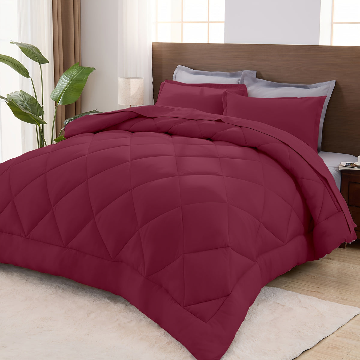 2/3pcs Luxury Comforter Set Warm & Soft & Breathable - Quilted Bedding With Fluffy Fill - Perfect For All Seasons With 1 Comforter And 1/2 Pillowcases-Random Color