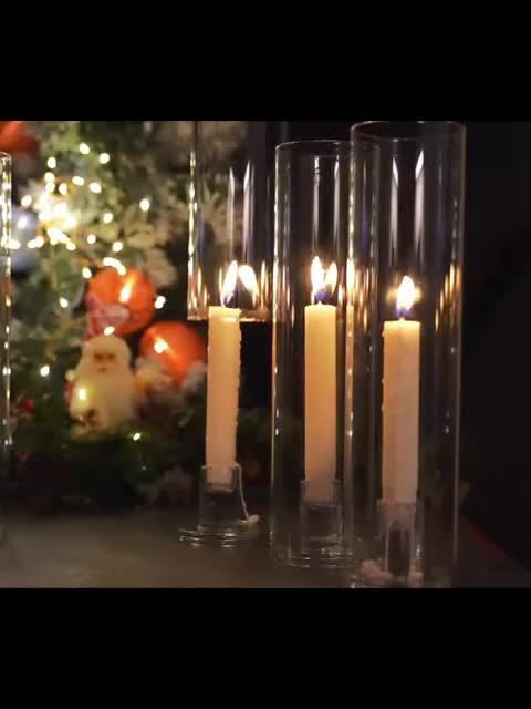 Hurricane Candle Holder Set of 6, 11.8 Inch Clear Tall Candlestick Holder for Taper Candles, Hurricane Glass Candle Sticks Holders for Table Centerpiece Wedding Party Dining Event Decor