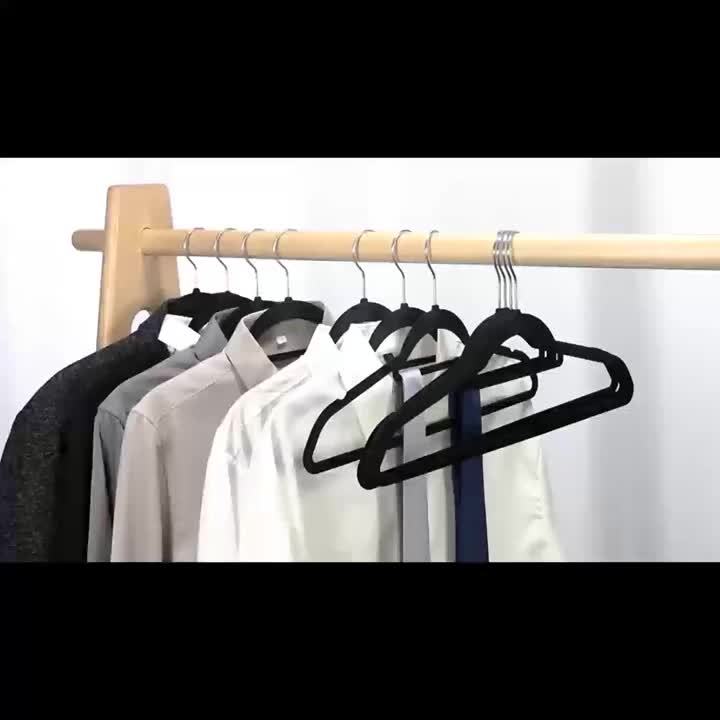 Velvet Hangers with 360 Degree Swivel Hooks, 50-Pack Non-Slip Clothes Hanger Set in Black or Pink with Tie Bar for Closet Organization and Dorm Storage