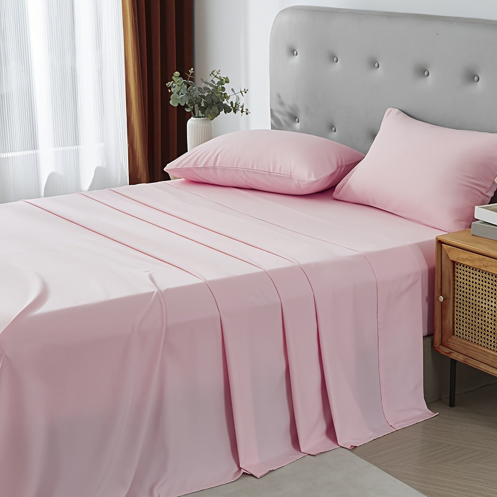 3/4pcs Ultra-Soft Microfiber Queen Size Cool Sheet Set - Hypoallergenic, Breathable with (14" - 17") Deep Pocket, Shrink & Fade Resistant - Includes Flat Sheet, Fitted Sheet, And 1/2 Pillowcases - Ideal for Queen & King Sizes - Gifts, Random Color