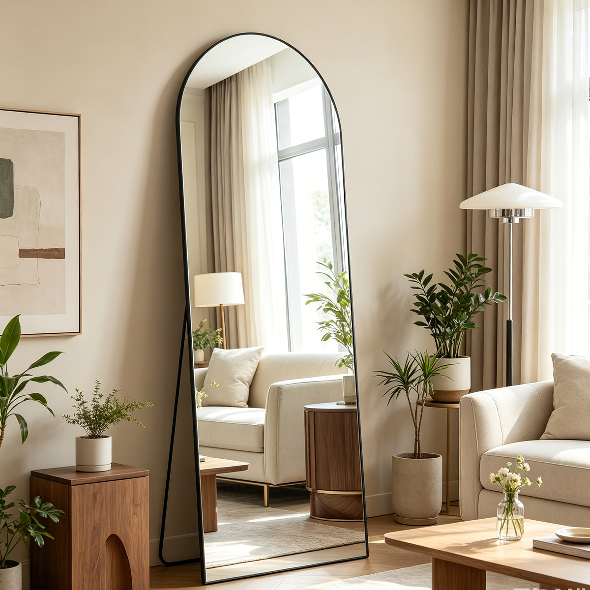 Full Length Floor Mirror, Shatterproof Tempered Glass & Metal Frame, Free Standing or Leaning Dressing Mirror, Circle Vanity Mirrors in Various Sizes Suitable for Home Decor, Bathroom Bedroom Living Room Entryway, Hanging or Leaning