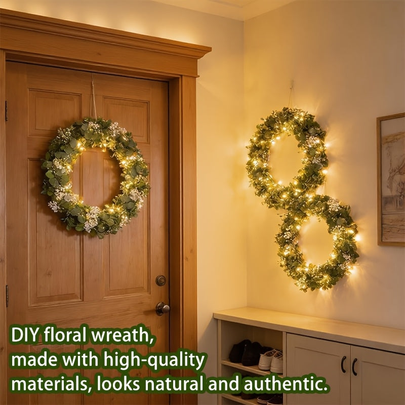LED Eucalyptus Greenery Vines, 2-Pack Artificial Leaf Garland with Listed 6-Foot Length and Warm Lights for Wedding Tables, Centerpieces and Home Decor