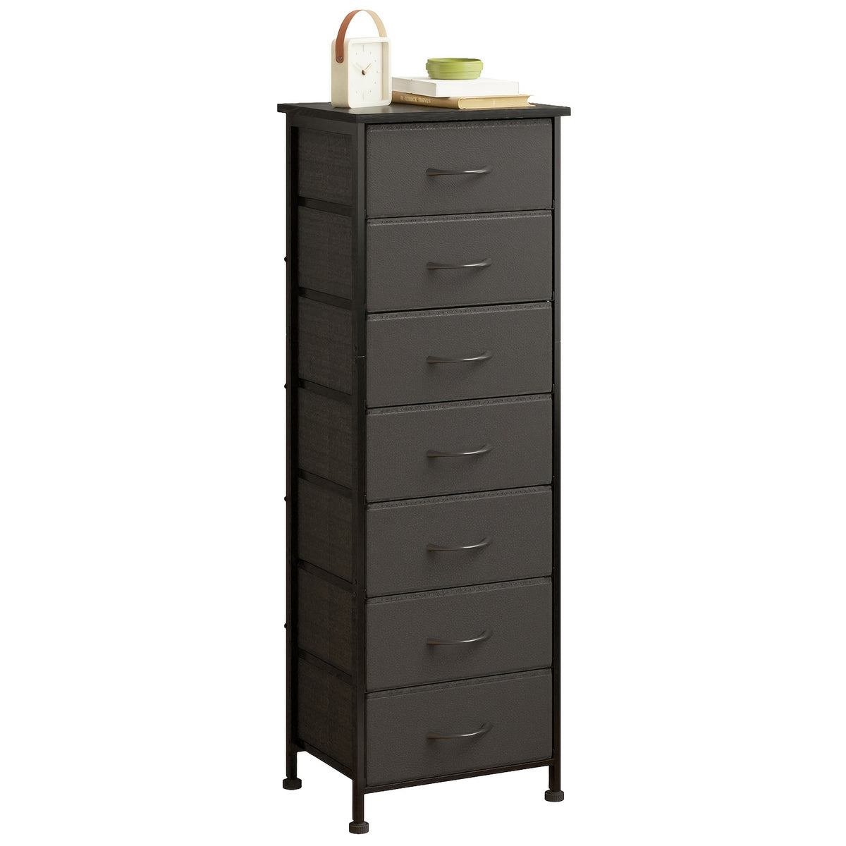 WHONLINE Tall Dresser, 41/47In Storage Dresser Organizer with 6/7 Fabric Drawers for Bedroom, Nightstand Furniture in Closet, Entryway, Closet Systems, Clothing And Closet Storage, for School Storage, Home Decor, for Back to School