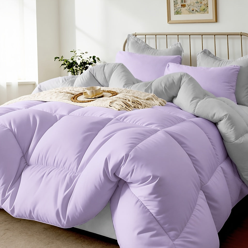 2/3pcs Solid-color Diamond-quilted Comforter Set. Easy Clean, Fabric Soft Breathable. Includes 1 Comforter, 1/2 Pillow Shams. Fits All Bed Sizes Matches Various Bedroom Decor. Suitable for All Seasons Ideal As A Gift, Include Random Color
