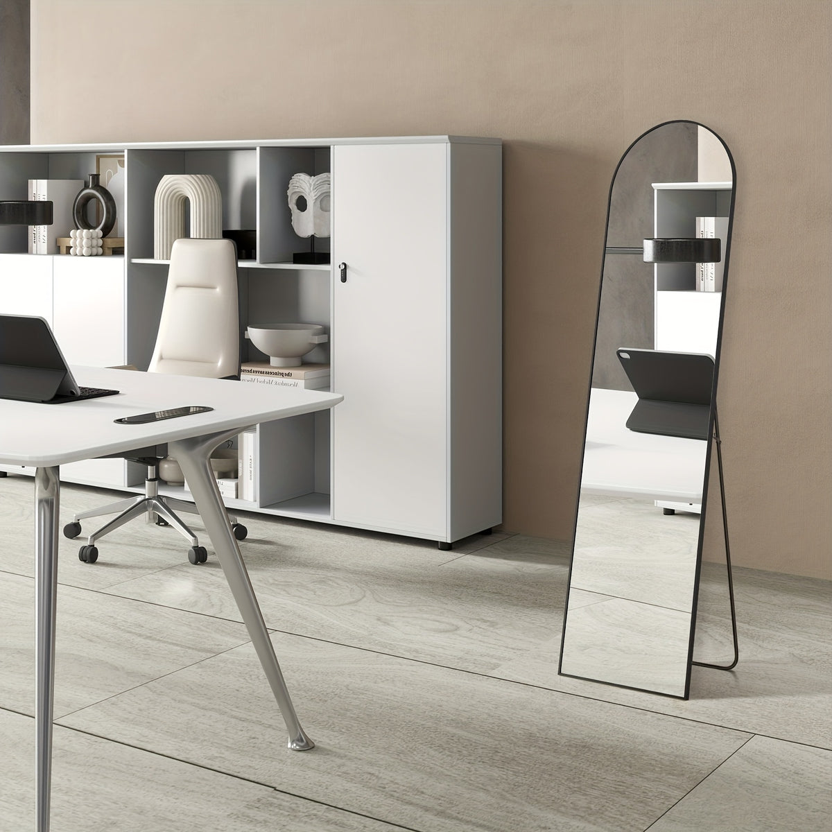 Full Length Floor Mount Mirror-Aluminum Alloy Frame-Arch Mirror Full Length HD-Full Body Mirror-for Bedroom or Living Room