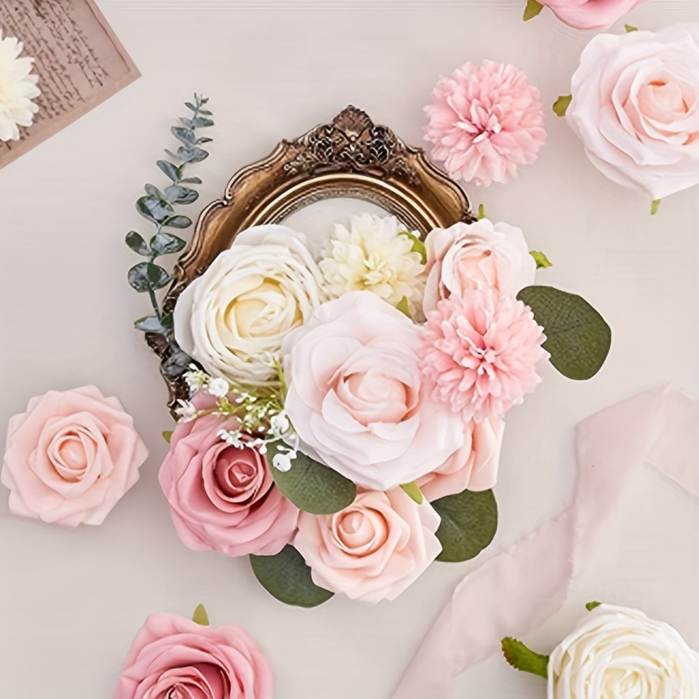 AUSOGO Light Pink Artificial Rose Bouquet Set - Perfect for Weddings, Engagements, Home Decor & Special Occasions like Valentine's, Mother's Day & Birthdays