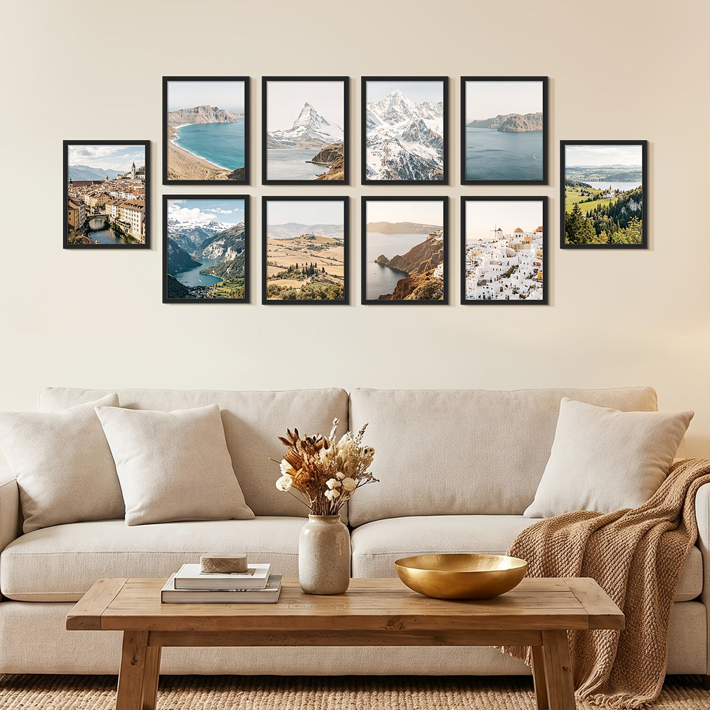 Black 10pcs 11x14 Picture Frame, Display Pictures 8x10 With Mat Or 11x14 Without, Multi Photo Frames Collage For Wall Display, Suitable For Displaying Photos