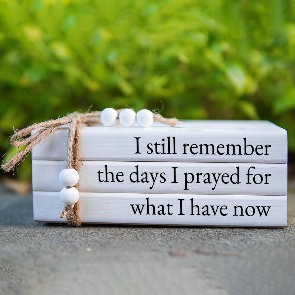 Set of 3 White Wooden Decorative Books, Rustic Farmhouse Style Book Stack, Faux Books for Coffee Table Shelves with Wooden Bead Tassels, Ideal for Contemporary Home Decoration