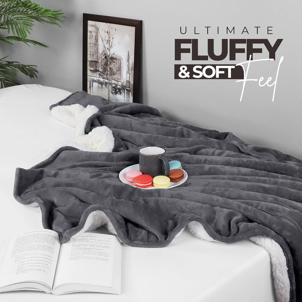 480GSM Heavy Sherpa Fleece Blanket – Double-Sided Warm Throw for Couch, Bed, Office and Travel, Reversible All Season Comfort, Room & Sofa Decoration, Holiday Gift, Sofa Blankets