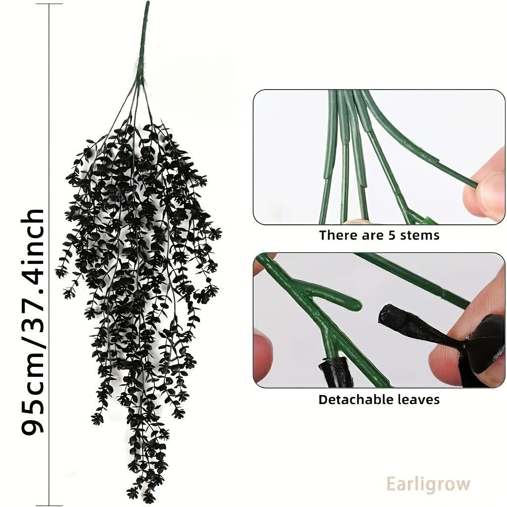 2/4pcs UV Resistant Black Artificial Hanging Flowers - Rich Artificial Greenery Vines for Indoor/Outdoor Decorations, Perfect for Halloween, Weddings And Fall Celebrations, Home Fall Decorations