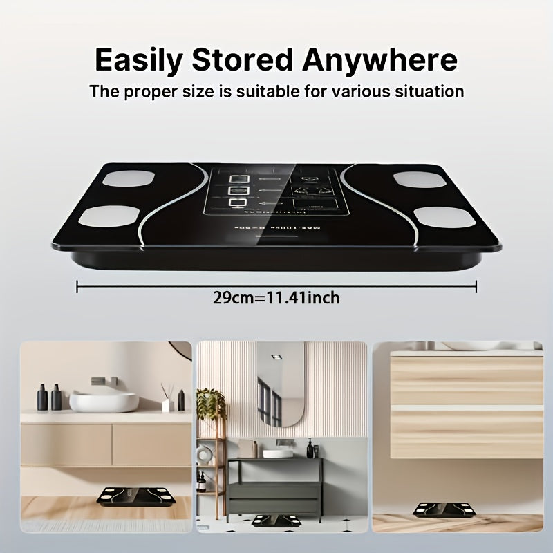 Intelligent Bathroom Scale, Digital Body Scale, with Backlit LED Display Screen And Sturdy Tempered Glass, Compact Size, Weighing Up to 400 Pounds/180 Kilograms