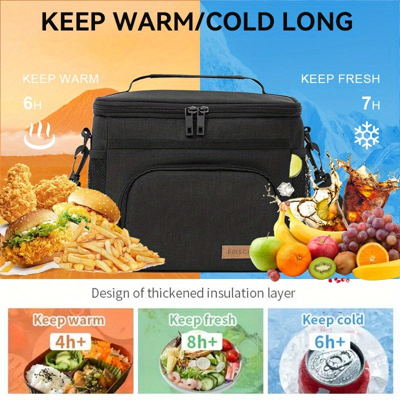 Newest Insulated Lunch Bag, Reusable Insulated Lunch Bag for Men And Women, Leakproof Freezer Bag with Adjustable Shoulder Strap, Portable Fresh Cooler Bag, Outdoor Insulated Handle Bag for Office, Travel, Beach, Picnic, Camping, School