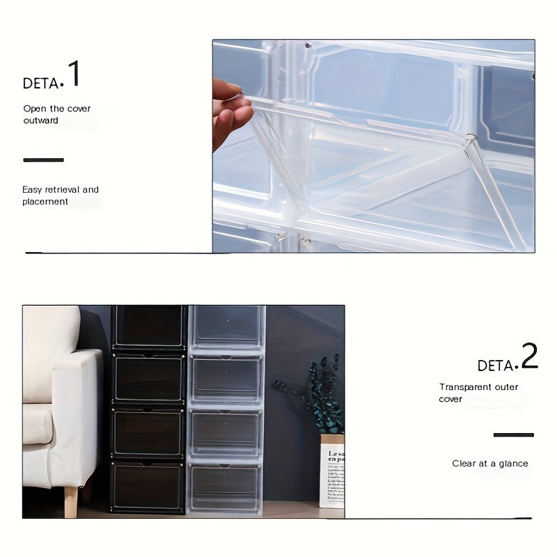 6 Pack Clear Shoe Organizer, Stackable Closet Shoe Rack, Professional Grade Shoe Display with Magnetic Door. Boot And Hat Organizer. Dustproof Shoe Organizer, Sneaker Organizer for Women/Men, Front Loading Large Plastic Shoe Organizer for Sneakers