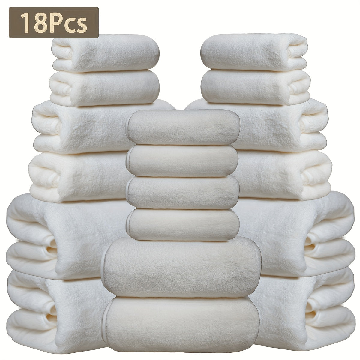 18pcs Coral Velvet Towel Bath Towel Set, 4 Bath Towels, 4 Towels, 10 Square Towels, Suitable for Hotel, Home, Travel, Spa