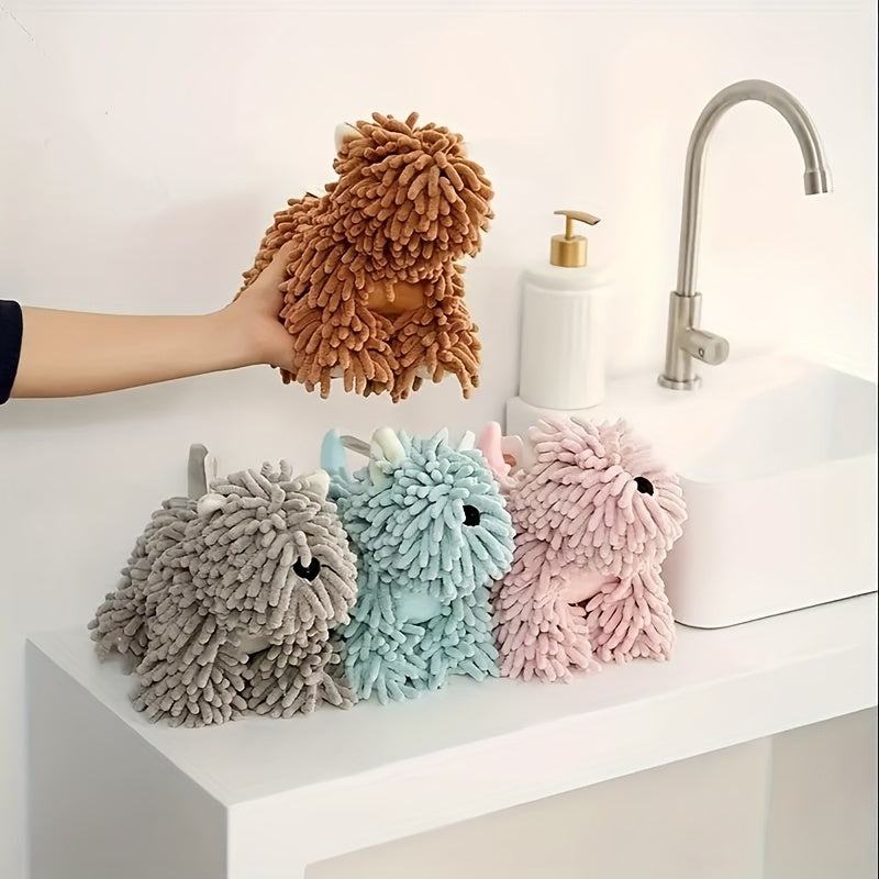 1pc Of Puppy Shaped Hand Towel, Kitchen Hand Towel, Bathroom Hand Towel That Can Be Hung On The Wall, Cute Little Dog Hand Towel, Soft Towel, Absorbent Cloth, Hanging Cloth, Kitchen Supplies, Bathroom Supplies, Cartoon Little Dog Figurine