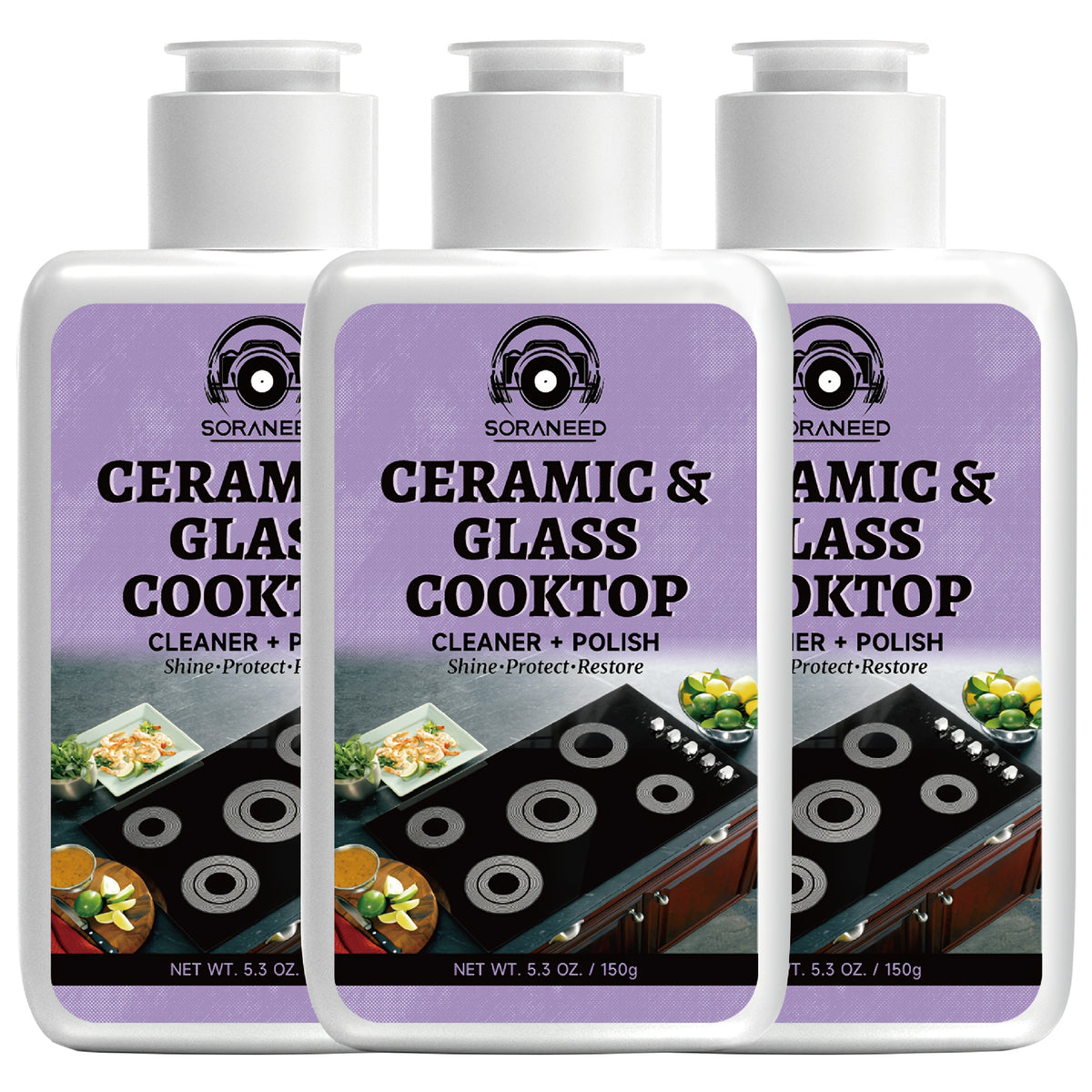 Fast-acting Ceramic Stove Cleaning Kit, A Fast-acting Stovetop Cleaner That Removes Burnt-on Grease And Stains Without Leaving Scratches. Gentle Ingredient, Non-irritating And Non-pungent, No Toxic Residue, A Healthier Home Clean Supplies And Produc