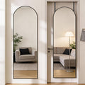 Over the Door Full Length Mirror, 47 x 14 Inch Arched Aluminum Alloy Frame in Black or Gold for Wall Hanging, Bedroom Dressing and Entryway Decor