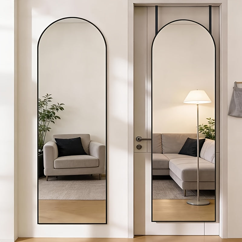 Full Length Mirror Over The Door/Wall Mounted Vertical Hanging Mirror with Lightweight Aluminum Alloy Frame 47x14, Full Body Dressing Mirror Suitable for Bedroom Living Room Entryway Install Space-Saving Vertical Mirror