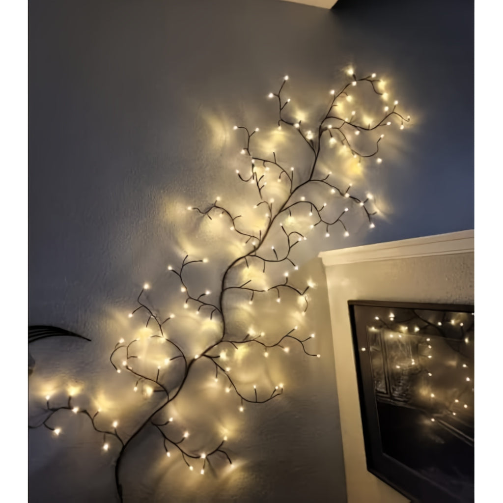 96 LED Brown Vine Fairy Lights - 6ft Flexible Bendable Artificial Willow Branches with 8 Modes, USB Powered Remote Control for Indoor Home Decor, Weddings, Christmas, Valentine's, Thanksgiving & Holiday Party Decorations, Remote Controlled Fairy Lights, W