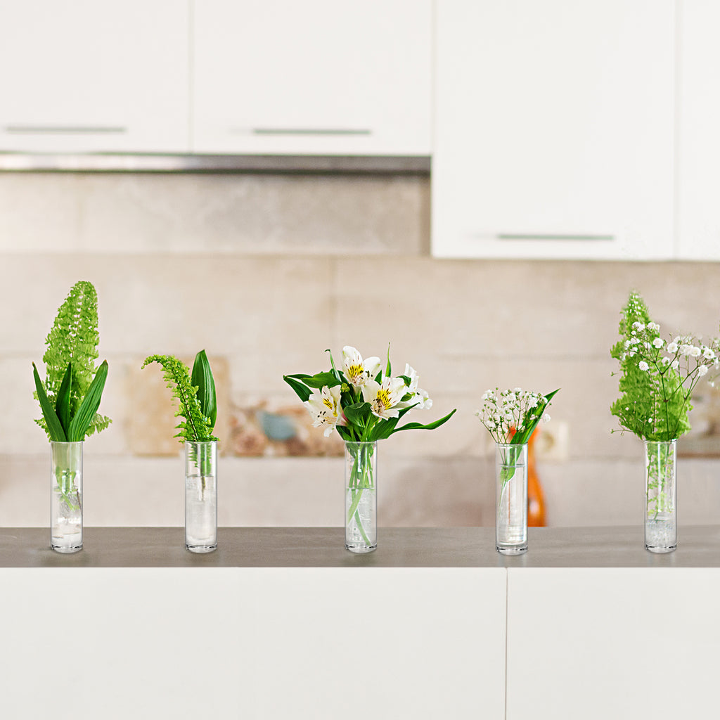 WHONLINE 15Pcs Clear Glass Cylinder Vases, 7.5 Inch Tall, Glass Flower Vase Centerpieces, Glass Flower Vase, Hurricane Floating Candle Holder Vase for Table Shelf, Party, Wedding, Home Decor, Collectible Buildings & Accessories
