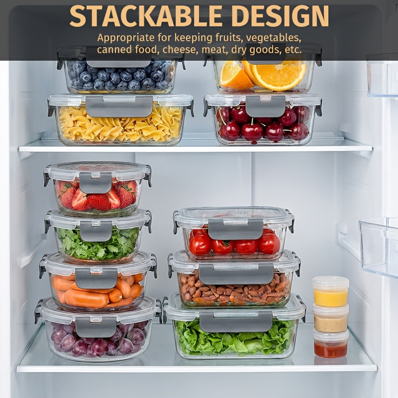 34pcs Glass Food Storage Container Set With Lids-ideal For Lunches, Pantry Organization, And Kitchen Use. These Leak-proof, Airtight Glass Containers Are Safe For Use In The Microwave, Oven, Refrigerator, And Dishwasher.