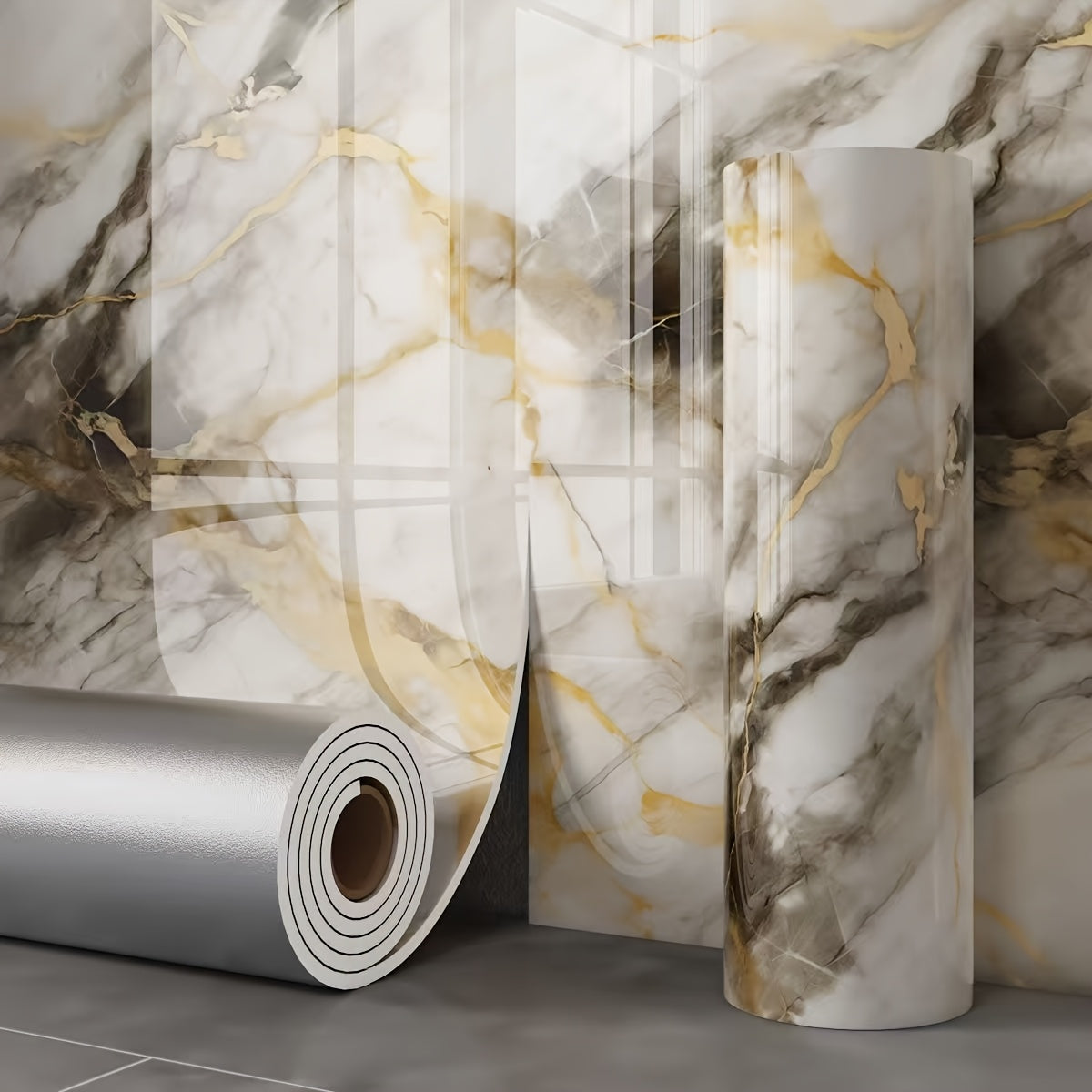 A Roll of Wall Stickers That Are Self-Adhesive And Feature a 3D Marble Design. These Peel-And-Stick Tile Decals Are Perfect for Concealing Unsightly Peeling Walls in Areas Like The Living Room, Kitchen Backsplash, Or Bathroom. They Are Made of Remov