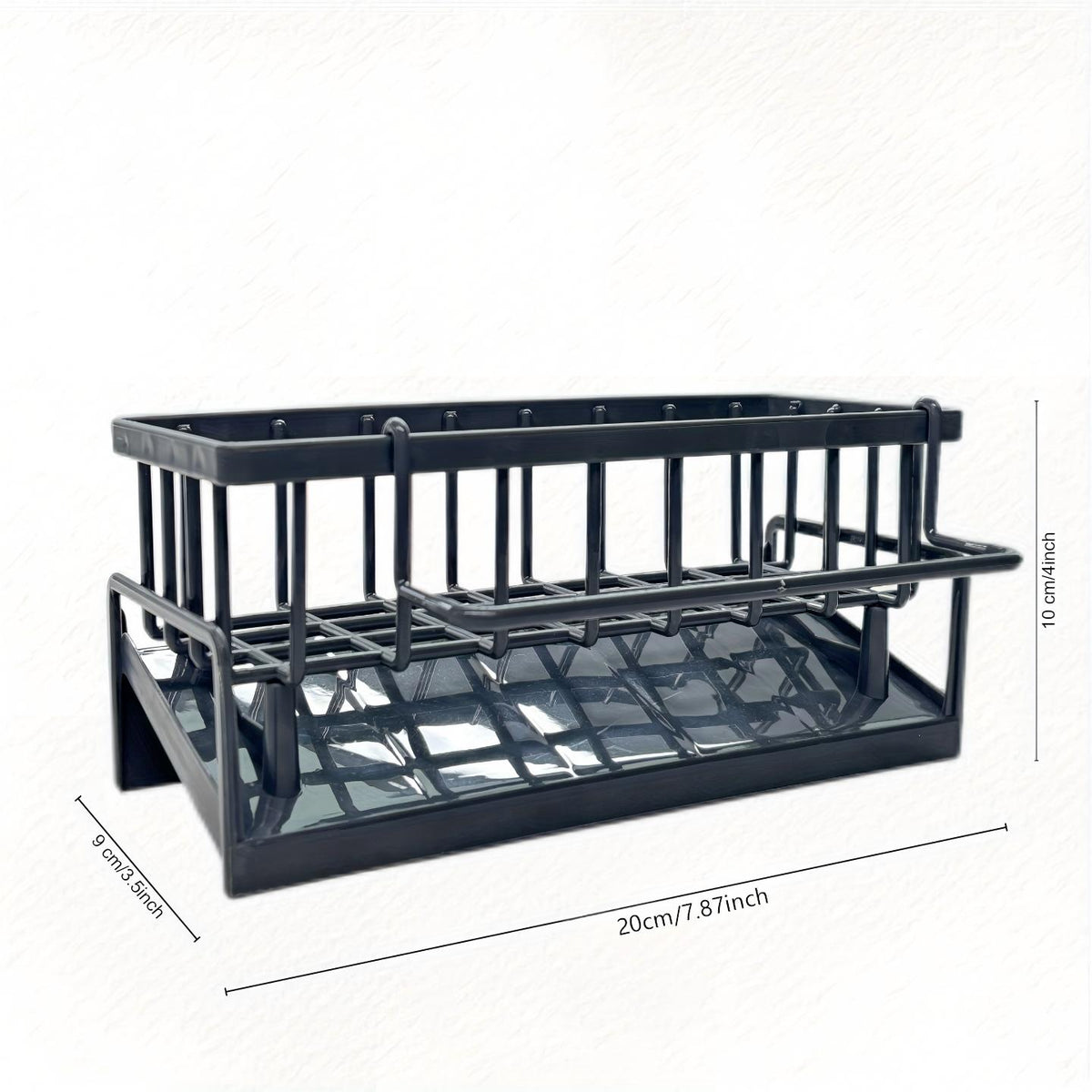 Black Sponge Drain Rack with Dishcloth Holder, Sink Storage Rack for Sponges, Dish Soap, Dishcloths, Brushes, and Utility Cloths, Christmas