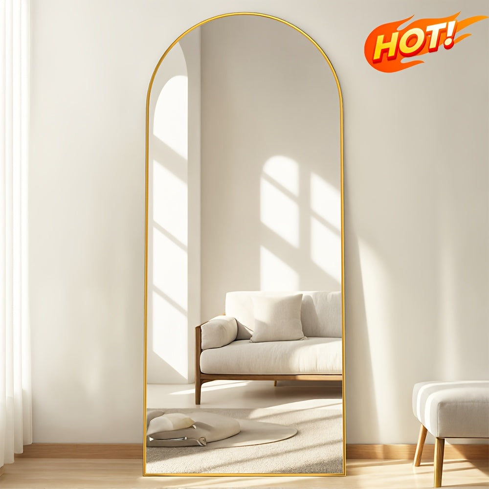 58"x19" Full-Length Mirror Arch Floor Stand - Freestanding, Vertical Orientation, No-Electricity Installation, Ideal for Bedroom, Living Room, Cloakroom - Durable Glass & Metal Frame, Mirror Wall Decor